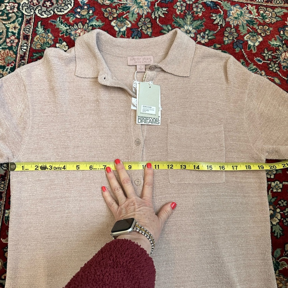 Barefoot Dreams CozyChic Ultra Lite Cropped Short Sleeve Shirt Size Small NWT - Picture 10 of 13